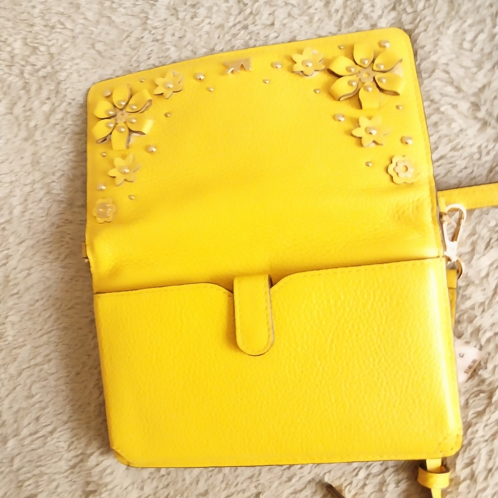 Michael Kors Bright Yellow Floral Crossbody Bag
